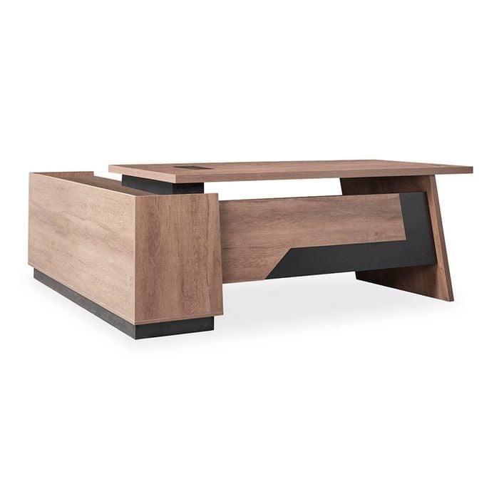 Modern Furniture SUTTON Executive Desk with Right Return 180-200cm Oak&Black