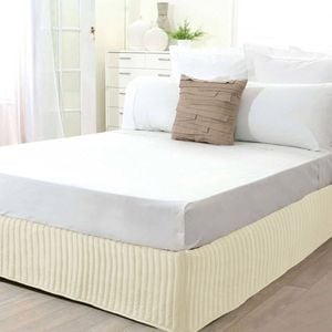 300TC Cotton Quilted Valance 33cm Wall Cream Single