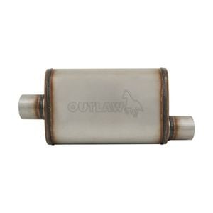 Outlaw T-409 Stainless Steel Straight Through Muffler, Single 2-1/4" Inlet/Outlet, Centre/Offset