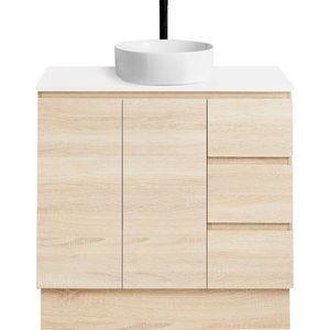 CIBO 900mm Nordic Coast Veneer Full Height Bathroom Vanity with White Countertop Basin