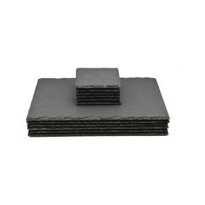 Argon Tableware Square / Rectangular Natural Slate Placemat Set - 6 Coasters & 6 Placemats