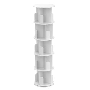 Advwin 5-Tier Rotating Bookshelf 360 Swivel Display Rack Corner Bookcase Cabinet White