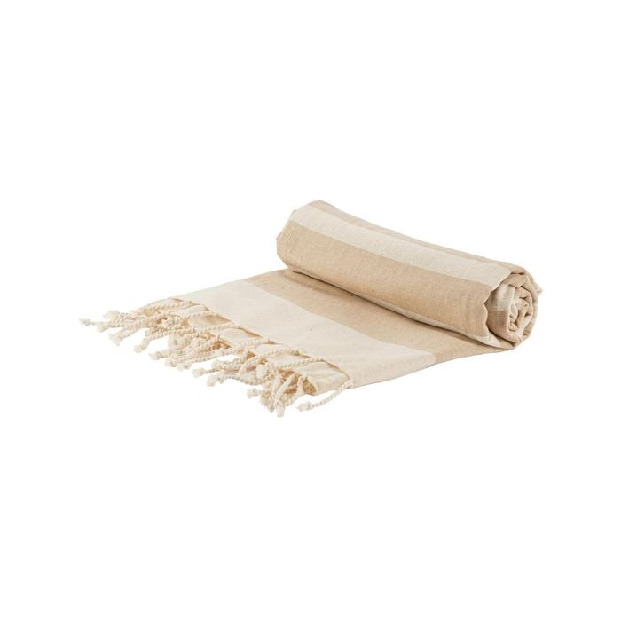 Nicola Spring Turkish Cotton Children's Towel - 100cm - Beige Stripe