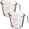 2x Anchor Hocking 1L/4-Cup Glass Measuring Jug Cooking/Baking Large Clear