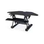 FORTIA Corner Desk Riser 110cm Wide Adjustable Sit to Stand for Dual Monitor, Keyboard, Laptop, Black
