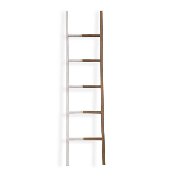P&P Brown Wooden Leaning Ladder Rack Decorative Blanket Towel Display Stand