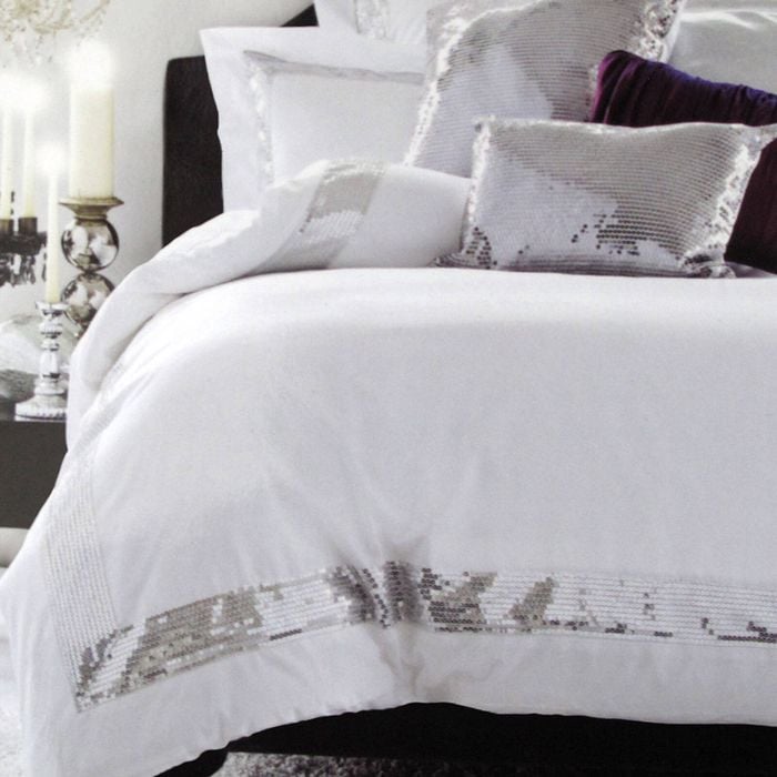 Accessorize Sequins White Cotton Quilt Cover Set Single