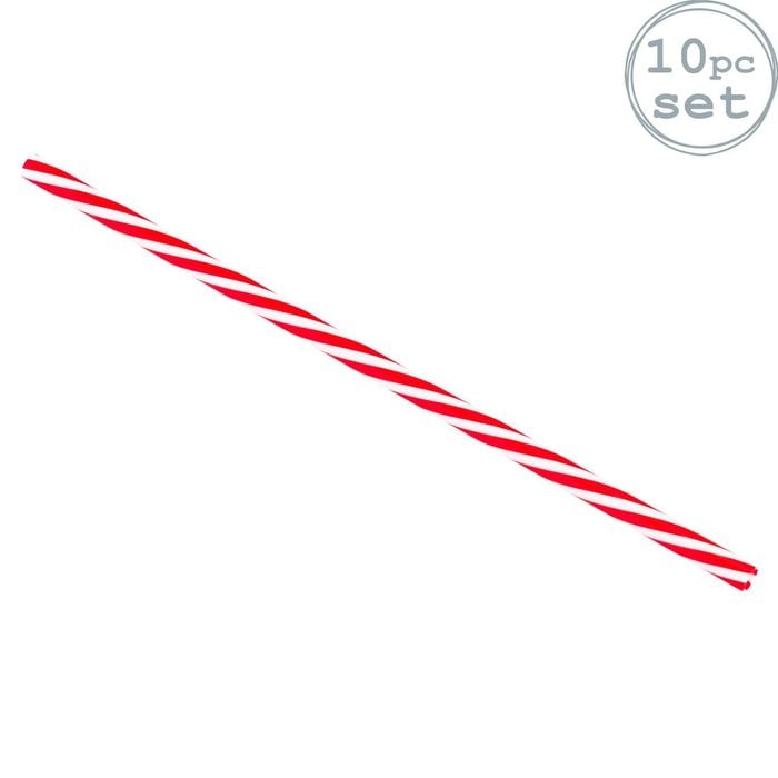 American Diner Style Red & White Striped Reusable Drinking Straws - Pack of 10