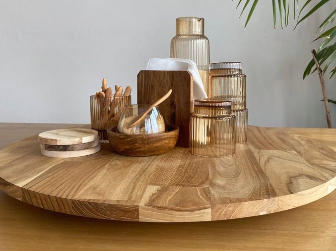 round revolving tray on dining table