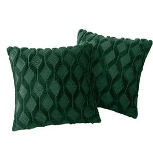 Catzon 2 Pcs Faux Wool Throw Pillow Covers Farmhouse Couch Pillowcases 45X45cm-Green