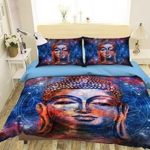 3D Buddha Head 010 Bedding Set Pillowcases Quilt Duvet Cover Set Queen King