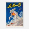 Galrie Vintage St Moritz Switzerland Ski Bunny Poster for Home Decor, Poster Only, A4 21 x 30cm (8 x 12inch)