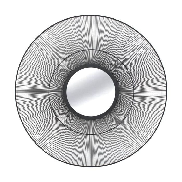 NF Living Disco Iris Mirror 90cm Metal & Glass Finish - Black