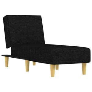 vidaXL Chaise Longue Reclining Chair Upholstered Lounge Sofa Black Fabric