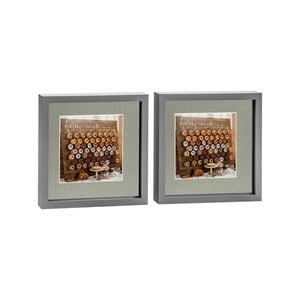 Nicola Spring Acrylic 3D Box Photo Frames with 6" x 6" Mounts - 10" x 10"  - Grey - Pack of 2