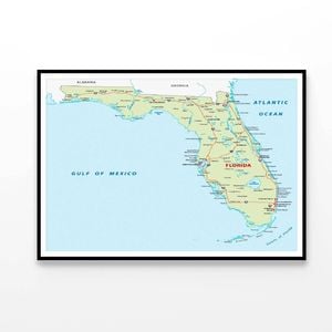 Florida Map  Print 100% Australian Made 120x90cm  (Poster)