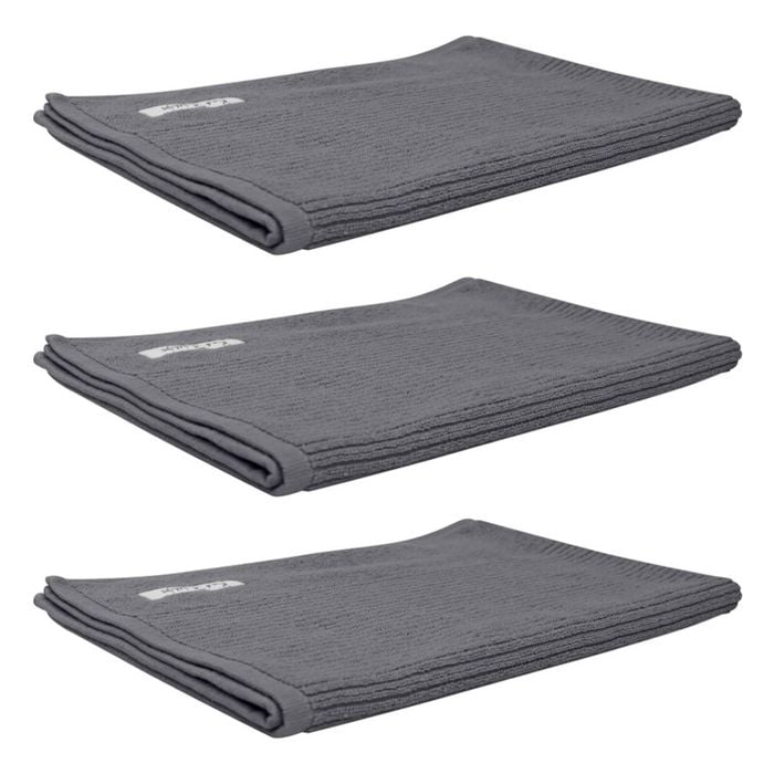 3x Bas Phillips Cairo Ribbed Towel Collection Cotton Bath Mat 78x48cm Graphite