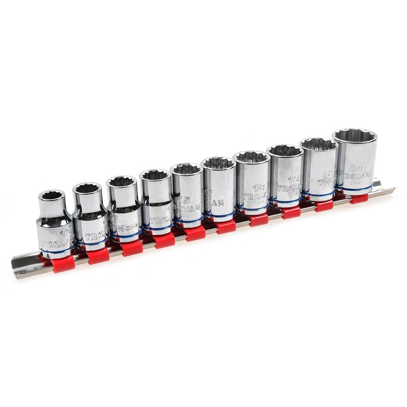Trojan 10 Piece Socket Rail Set 1/2"