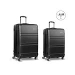 Wanderlite 2pc Luggage Trolley Set Suitcase Travel TSA Carry On Hard Case Lightweight Black