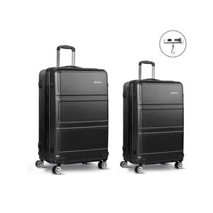 Wanderlite 2pc Luggage Trolley Set Suitcase Travel TSA Carry On Hard Case Lightweight Black