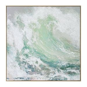Urban Style Brushmarks Embellished Canvas Waves Green