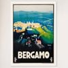 Galrie Stunning Vintage Italian Travel Poster of Bergamo, Lombardy Italy Art Décor, White Frame, A4 21 x 30cm (8 x 12inch)