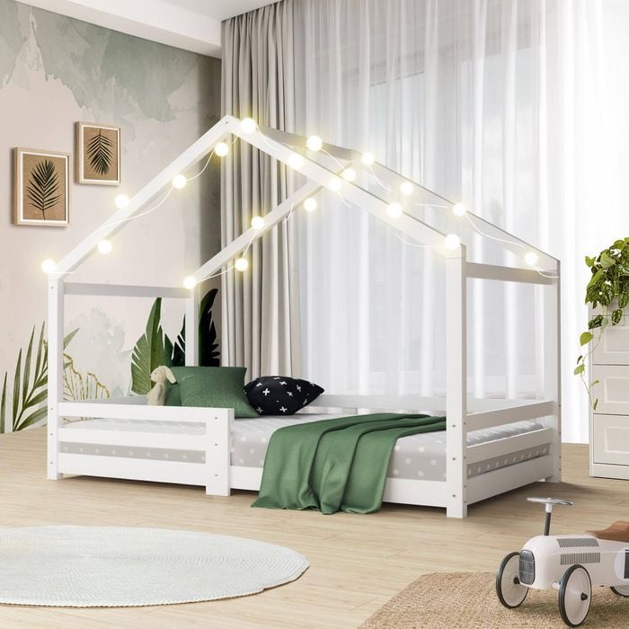 Oikiture Kids Bed Frame Single Wooden Bedframe Timber Platform