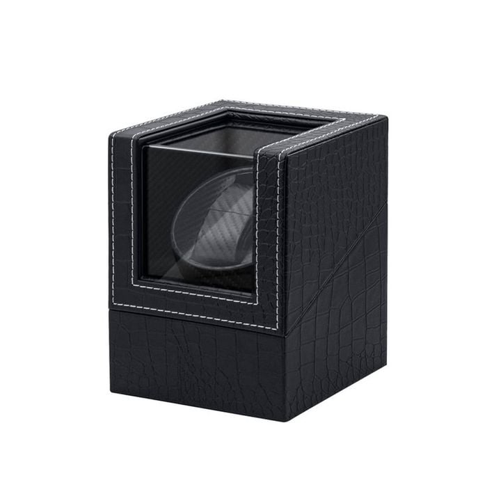 Catzon Automatic Single Watch Winder Dual Power Supply Mode With Quiet Motor-blackcrocodilepattern