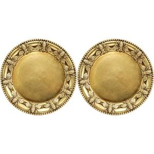 2PK LVD Resin Bumble Bee Border Round Trinket Dish Display Tray 14cm Gold