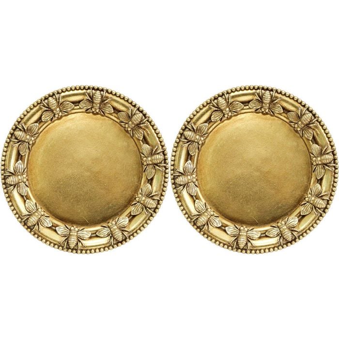 2PK LVD Resin Bumble Bee Border Round Trinket Dish Display Tray 14cm Gold
