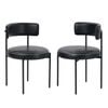 Oikiture 2x Dining Chair Round Kitchen Lounge Seats PU Leather Black
