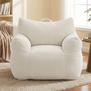 Advwin Bean Bag Chair w/ Armrest Corduroy Lazy Floor Sofa Lounge Seat Beige