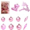 Catzon 30 Pcs Christmas Ornaments Matte Shiny Assorted Shape Shatterproof Balls for Xmas-Pink