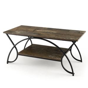Costway 2-tier Faux Marble Coffee Table Brown