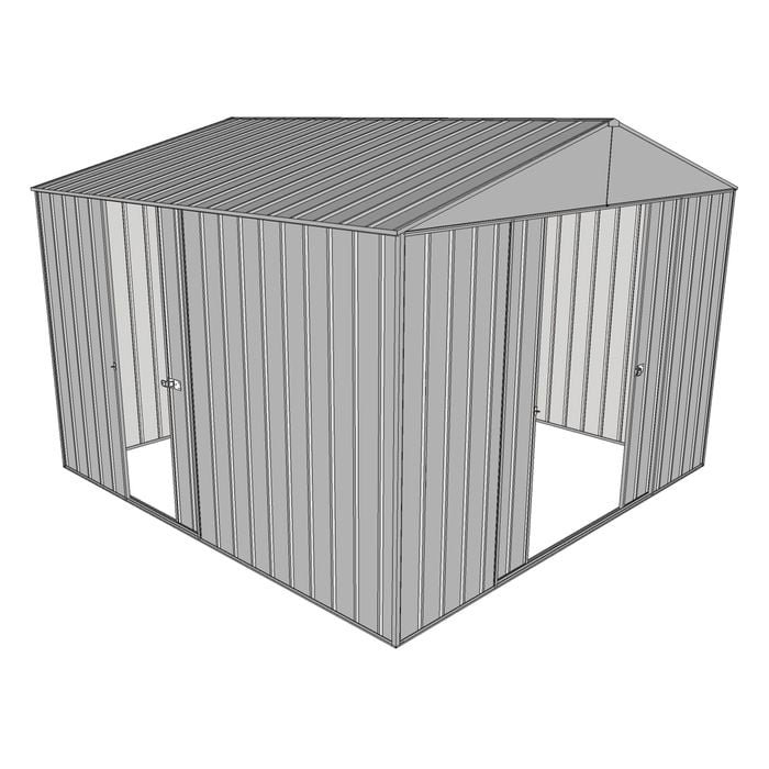 Build-a-Shed 3.0 x 3.0 x 2.3m Triple Sliding Door Shed - Zinc