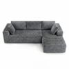 Ufurniture 277cm 3 Seater Sofa W/ Large Recliner No Assembly Corduroy Compressed Sofa Floor Lounge Couch Grey