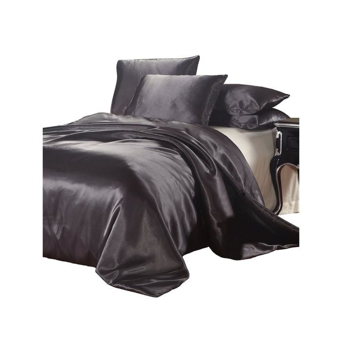 Satin Quilt Cover - Charcoal Grey