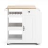 Ufurniture Rolling Kitchen Island Cart with Charging Station, Adjustable Shelves & Wine Rack, White