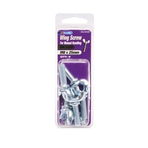 Zenith M8 x 25mm Zinc Plated Wing Screw - 6 Pack