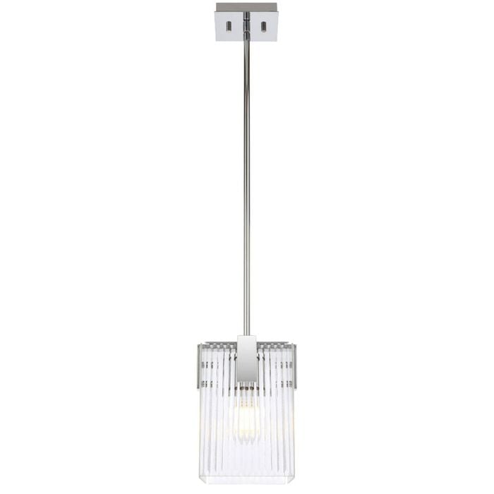Telbix Pelion Modern Pendant Hanging Lamp Light Metal Glass Chrome Clear Polished Chrome