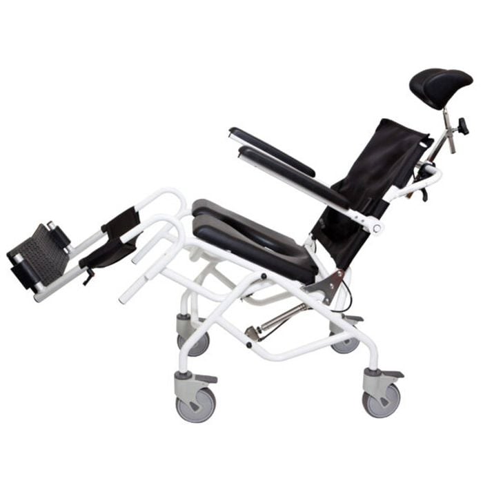 Safety and Mobility Aluminium Mobile Tilt in Space Shower Commode