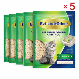 Ezi-LockOdour Zeolite Cat Litter Pellets 5 Pack Bundle - Natural Odour Control