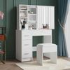 Ufurniture Dressing Table Set with Slide Mirror and Stool White