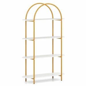 Costway Arched Bookshelf 4tier Industrial Bookcase Metal White