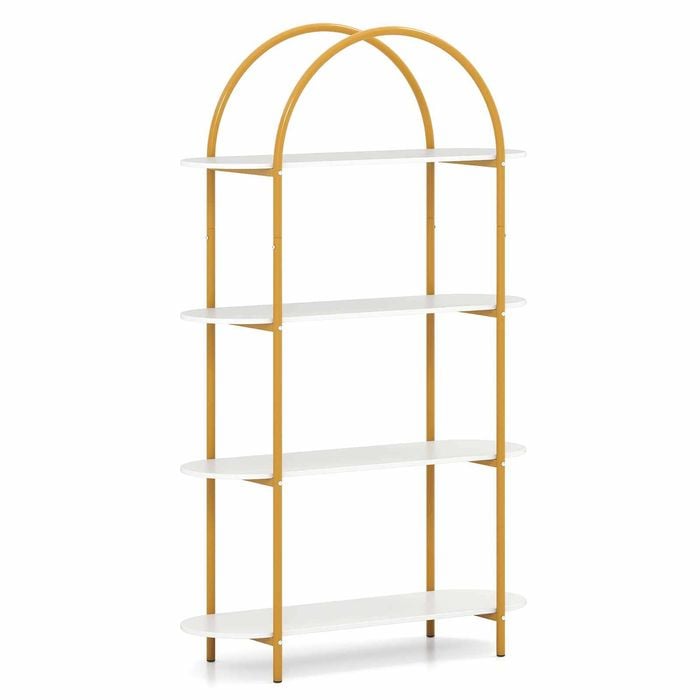 Costway Arched Bookshelf 4tier Industrial Bookcase Metal White