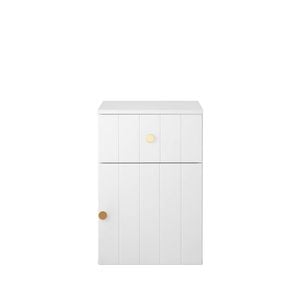 European Cabinetry VJ Panel Round Brass Porto Bedside Table White