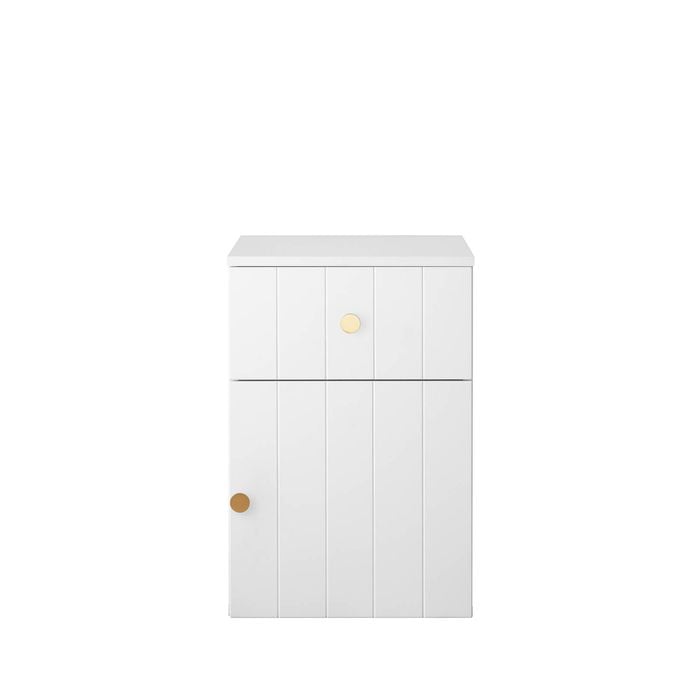European Cabinetry VJ Panel Round Brass Porto Bedside Table White