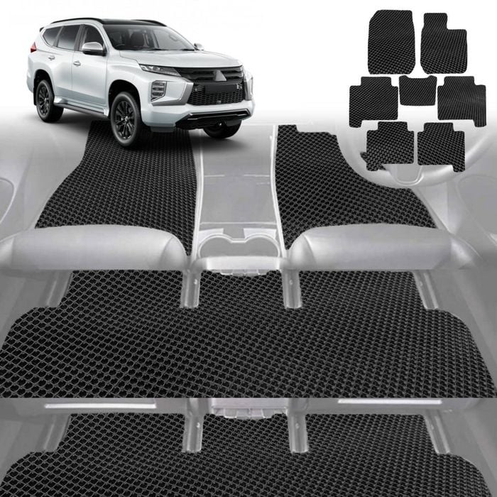 6D Diamond Car Floor Mats for Mitsubishi Pajero Sport 2015-Current-Ultimate Set-Black-Outback GT