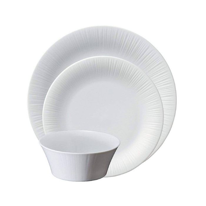 Noritake Conifere Fine White Porcelain 12 Piece Dinner Set