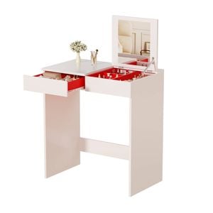 Advwin 2 In 1 Makeup Vanity Desk With Flip Top Mirror Drawer & Compartment White